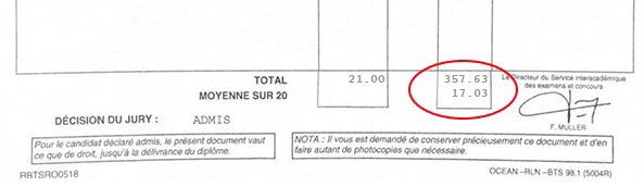 Bulletin relevé de notes de pour son BTS MN Bulletin relevé de notes de pour son BTS MN
